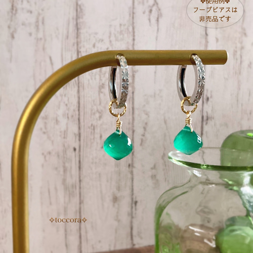 天然石と14kgfꕤ*.ﾟピアス(イヤリング)チャーム2ペア〜グリーン系  