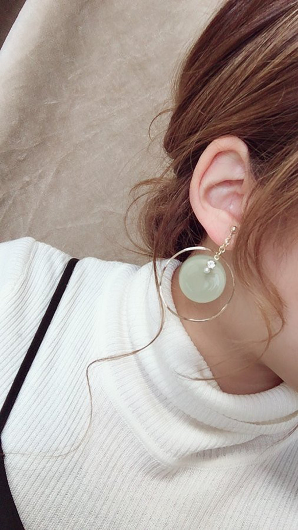 3color big hoop pierce/earring(Olive) 3枚目の画像