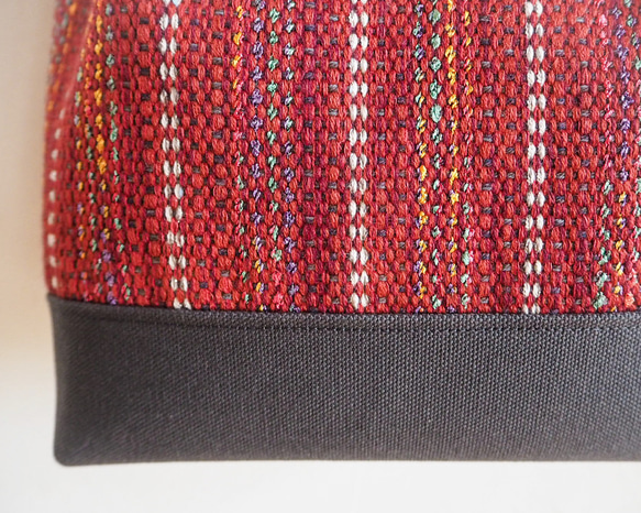 【促銷】冬季彩色手織布蓬鬆托特包S（紅色） 第4張的照片