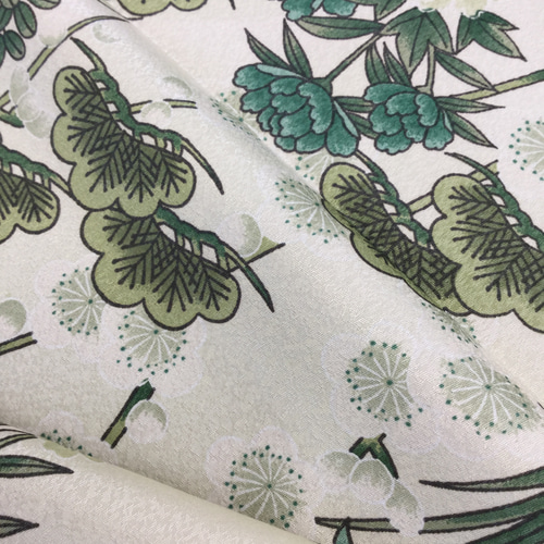 着物  生地 着物 黄緑 JAPAN MODE 葉 植物 袷 洗える着物 仕立て上がり TEIJIN