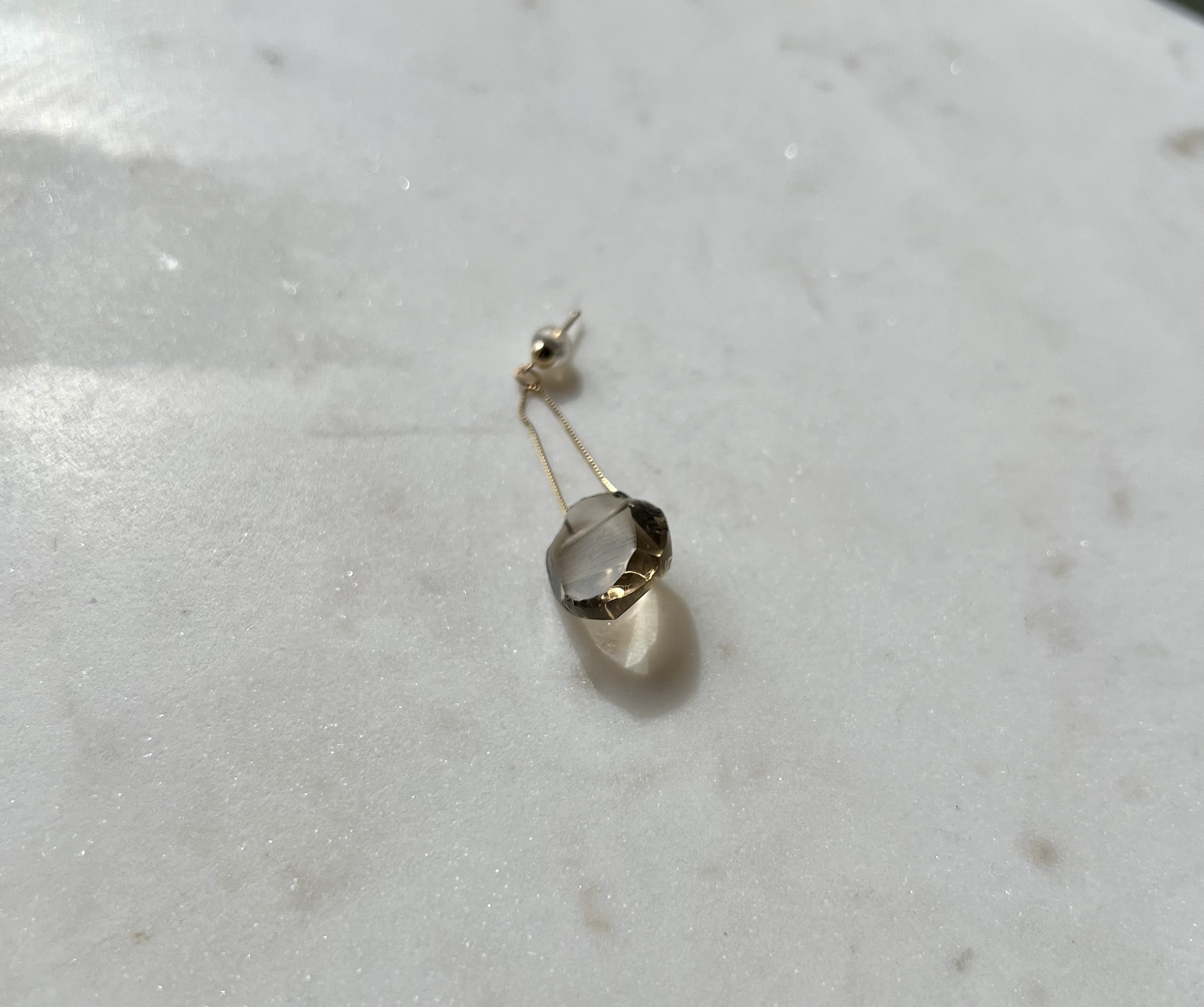 スモーキークォーツ　ピアス　10K / 10K Smoky Quartz Single Earring