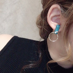 Bijou stick mini hoop pierce/earring(Green) 2枚目の画像