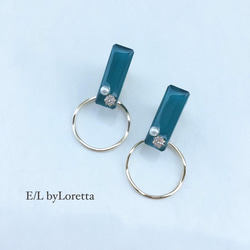 Bijou stick mini hoop pierce/earring(Green) 1枚目の画像