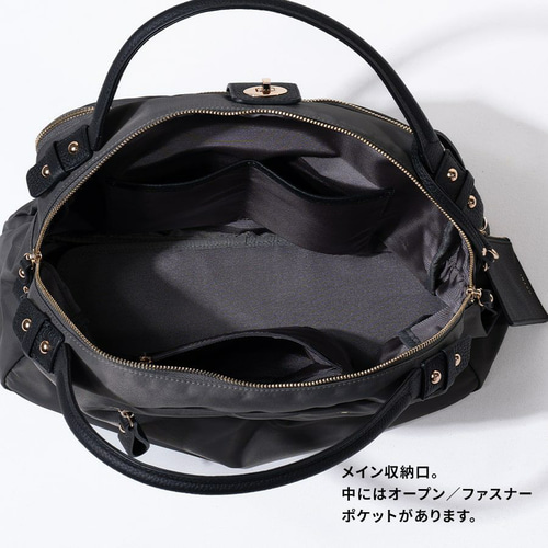 ナイロン A4 ショルダーバッグ Lサイズ ゴールド金具 ブラック [loche