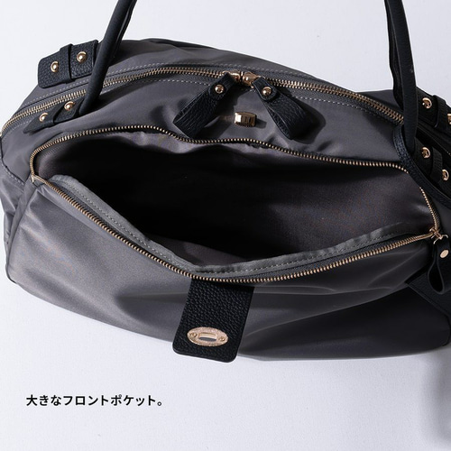 ナイロン A4 ショルダーバッグ Lサイズ ゴールド金具 ブラック [loche