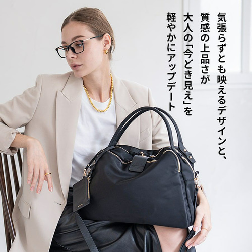 ナイロン A4 ショルダーバッグ Lサイズ ゴールド金具 ブラック [loche