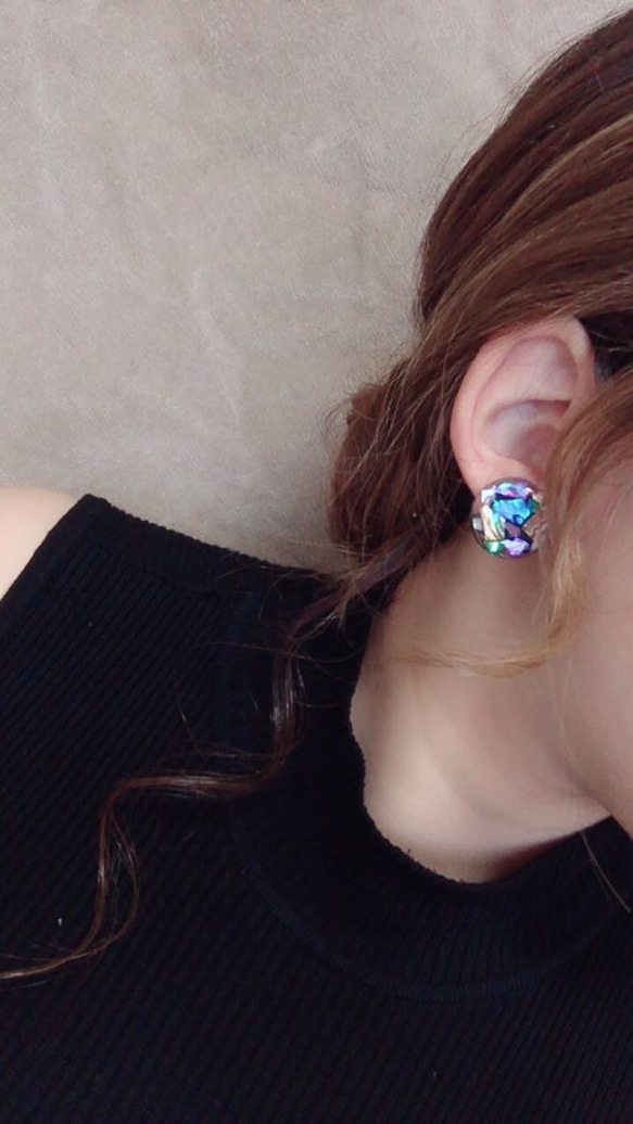 Asymmetry shell circle pierce/earring 5枚目の画像