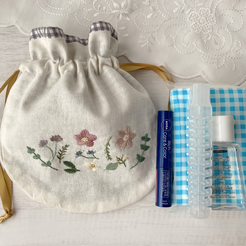 ◇おふく◇綴れの刺繍の袋帯 花にオシドリ