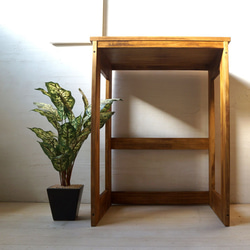 自分だけの家事室 便利机 シェルフ テーブル 玄関 キッチン ゴミ箱置き 観葉植物置き いろいろな用途に W60×H85 1枚目の画像