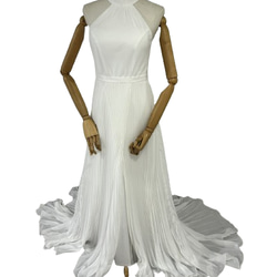 シフォンウエディングドレス　フリーツドレス　スレンダータイプ　シンプル　ケープ 8枚目の画像