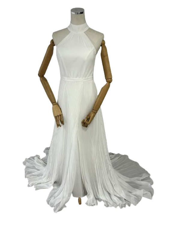 シフォンウエディングドレス　フリーツドレス　スレンダータイプ　シンプル　ケープ 8枚目の画像