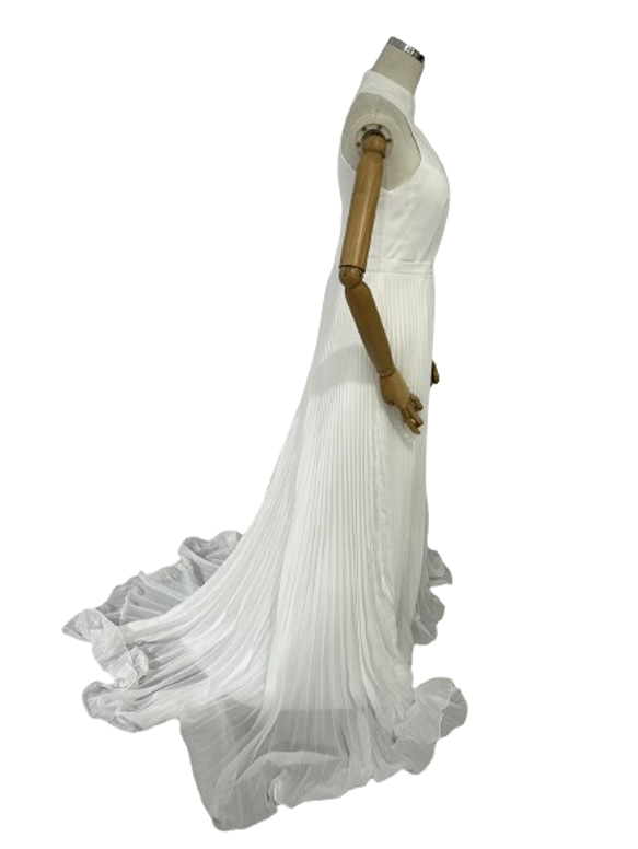 シフォンウエディングドレス　フリーツドレス　スレンダータイプ　シンプル　ケープ 2枚目の画像