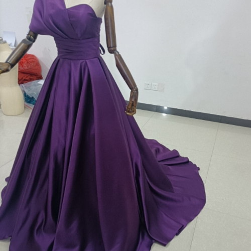 豪華！ パーティードレス 紫 ワンショルダー Aライン 前撮り 音楽会  