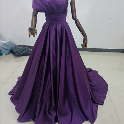 豪華！ パーティードレス 紫 ワンショルダー Aライン 前撮り 音楽会  