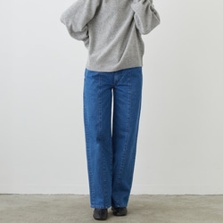 小柄な女性におすすめ　スッキリ見えるセンター切替えセミワイドパンツ　XS,Sサイズ　ブルー　国産デニム 7枚目の画像