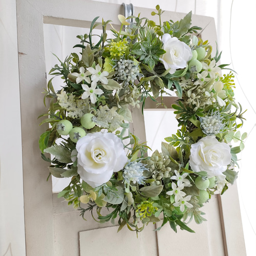 小さなお庭のナチュラルリース18cm《アーティフィシャルフラワー