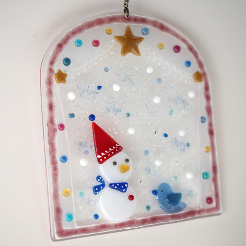 仲良くお話し中♡【オーダー制作】窓辺のオーナメント（雪だるまと幸せ