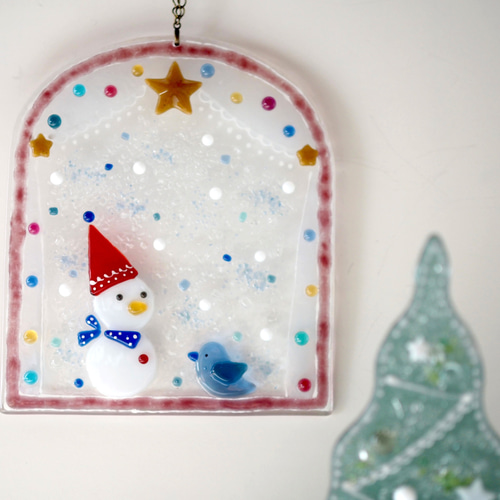 仲良くお話し中♡【オーダー制作】窓辺のオーナメント（雪だるまと幸せ