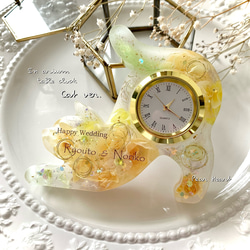 お花いっぱいねこちゃん置時計【お祝い･プレゼントに最適】 2枚目の画像