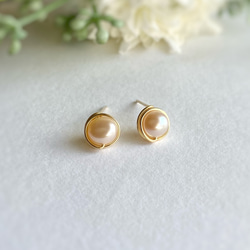 天然石♡優しいピーチピンクケシパールのロングピアス14kgf fit=scale-down,w=1200