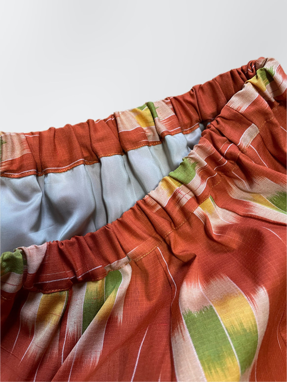 ［SALE］オレンジウール紬のギャザーフレアスカート 11枚目の画像