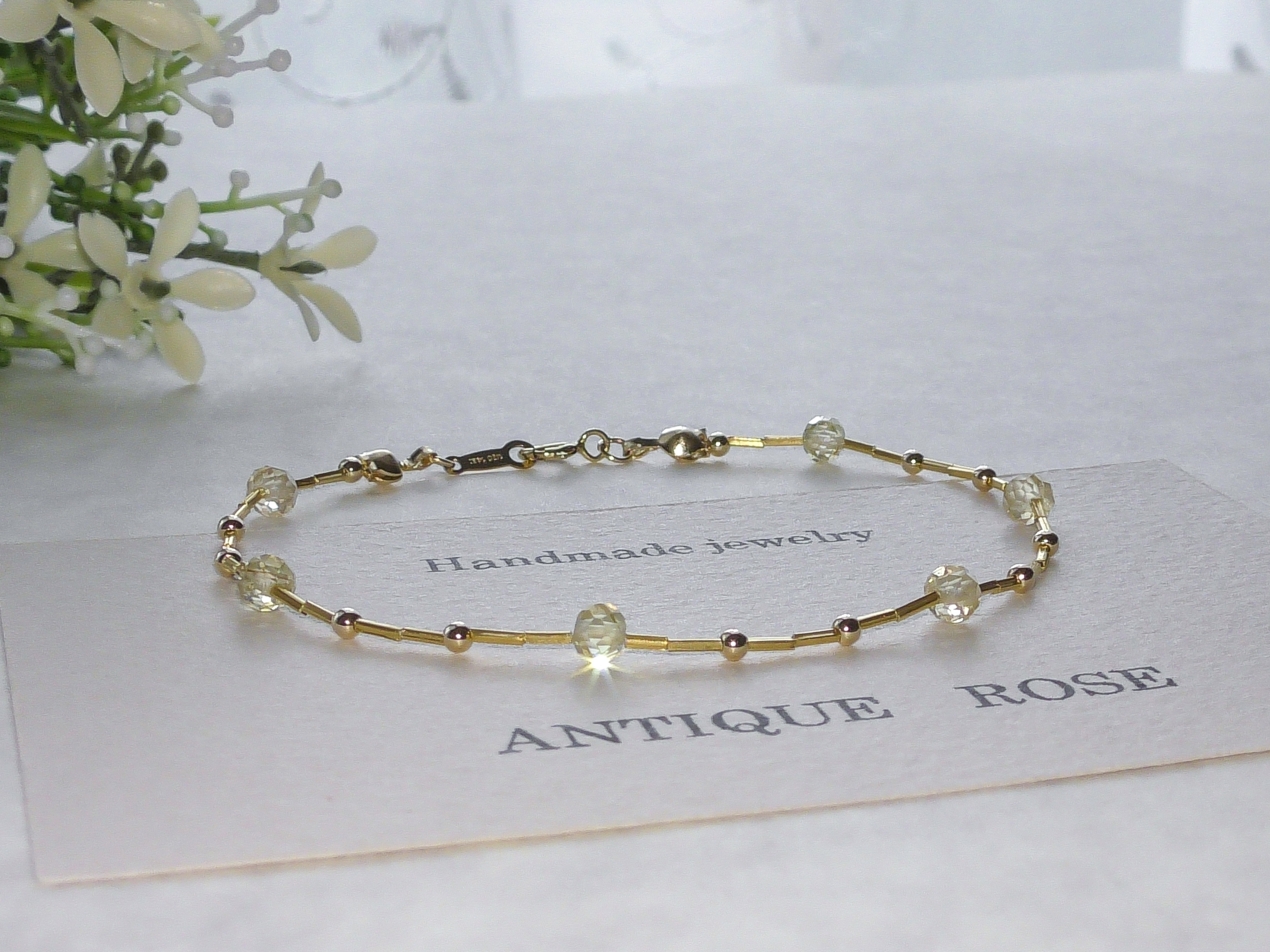 ❮再販×2❯ 天然石 ★ ジルコン　カレンシルバーゴールド　ブレスレット