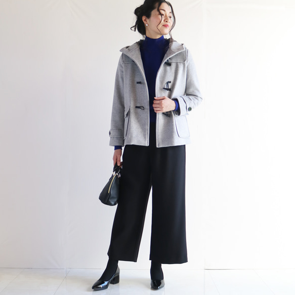 冬季【淺灰色】羊毛短版粗呢大衣♥ 第2張的照片