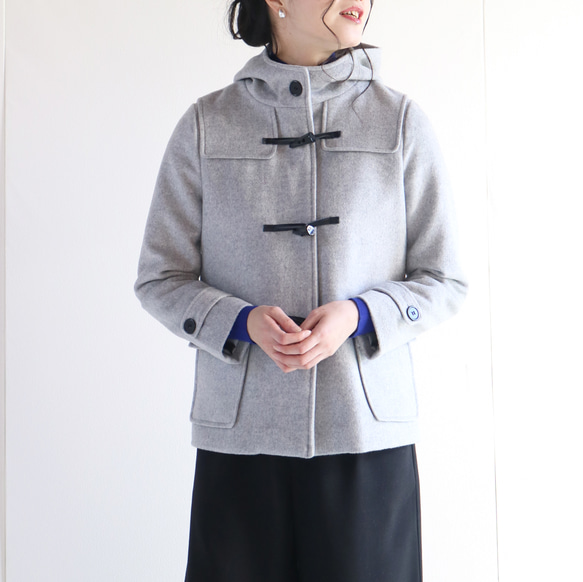 冬季【淺灰色】羊毛短版粗呢大衣♥ 第6張的照片