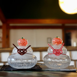 琉球ガラス　鏡餅　赤い紐付き 12cm 琉球ガラス 鏡餅 赤い紐付き 12cm
