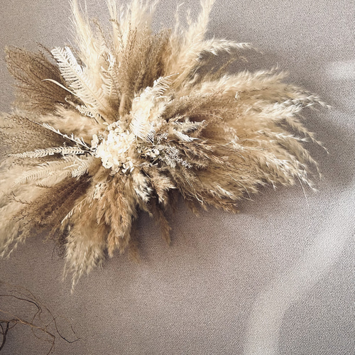 ドライフラワー壁掛けアレンジ】北欧くすみナチュラル~パンパスグラス