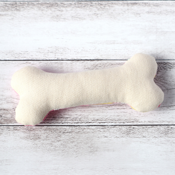 【特別価格】犬用おもちゃ♡骨型　一点限定　ハート＆ストライプ　ピンク　小型犬　ギフト　No.296 3枚目の画像