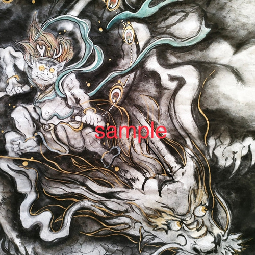 2023年(令和5年)龍神カレンダー/水墨画/アート/墨/壁掛/見開きA3/JAPAN