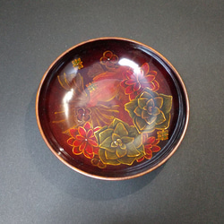 水に遊ぶ紫陽花と金魚のお皿(黄金魚) 1枚目の画像