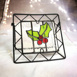 ステンドグラスパネル　クリスマス置物　ミニオブジェ　クリスマスデコレーション　インテリア雑貨　送料無料 1枚目の画像