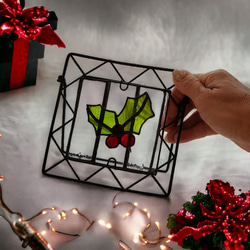 ステンドグラスパネル　クリスマス置物　ミニオブジェ　クリスマスデコレーション　インテリア雑貨　送料無料 4枚目の画像