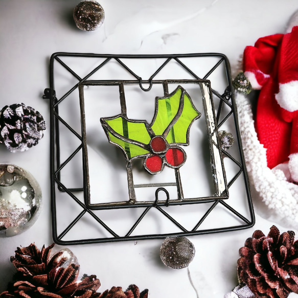 ステンドグラスパネル　クリスマス置物　ミニオブジェ　クリスマスデコレーション　インテリア雑貨　送料無料 13枚目の画像