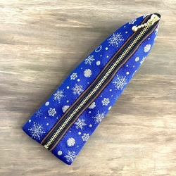 畳縁　筆盒　雪晶　藍色和白色　日式 第2張的照片