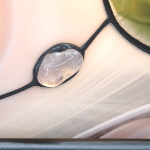 ステンドグラス☆メノウ天然石の小行燈 スタンドライト・テーブル  