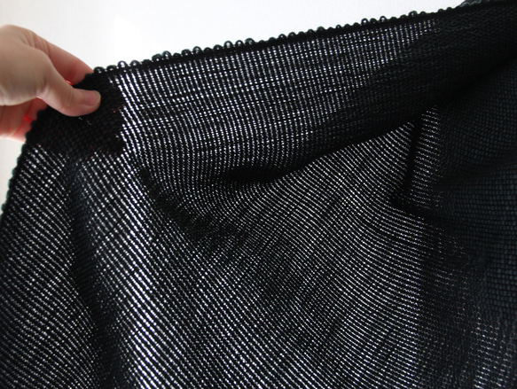 《中判ロング》おしゃれフォーマル　ウール手織りストール  グリーンブラック　羽織り/和装/肩掛け/フォーマル 6枚目の画像