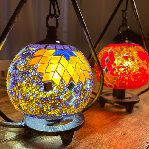 トルコモザイクランプ S 【菊】（オリジナルデザインガラステーブル