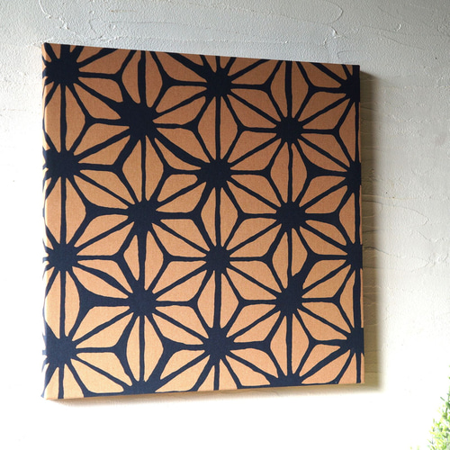 和風なファブリックパネル 木製ファブリックボード 茶色 麻文様 アート