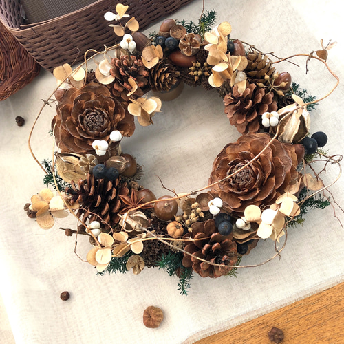Natural＊木の実のリース＊ドライフラワークリスマスリース