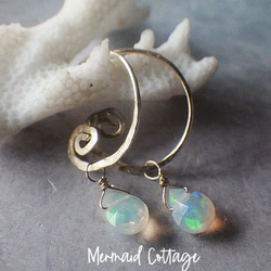 [寶石品質] [14kgf] Swirl and Opal Precious Opal Swirl Earrings ☆ Tsu 第2張的照片