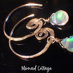 [寶石品質] [14kgf] Swirl and Opal Precious Opal Swirl Earrings ☆ Tsu 第3張的照片