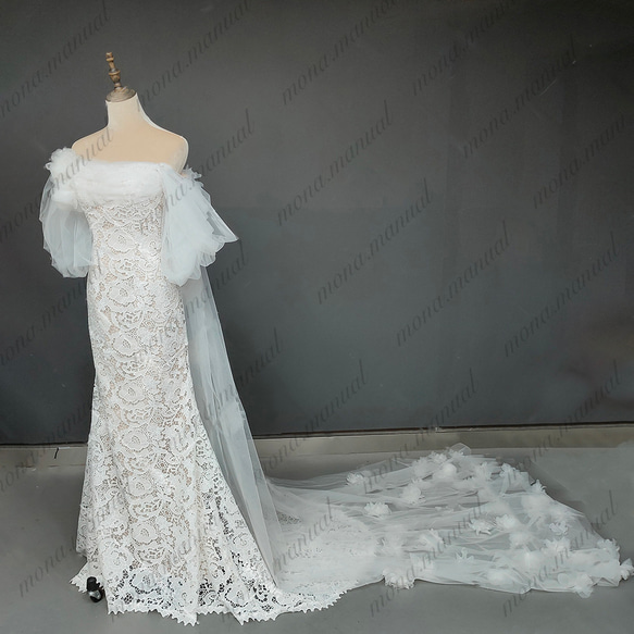 オフショルダー スレンダーライン ウェディングドレス 二次会 結婚式ドレス 537 4枚目の画像