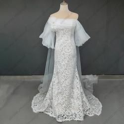 オフショルダー スレンダーライン ウェディングドレス 二次会 結婚式ドレス 537 2枚目の画像