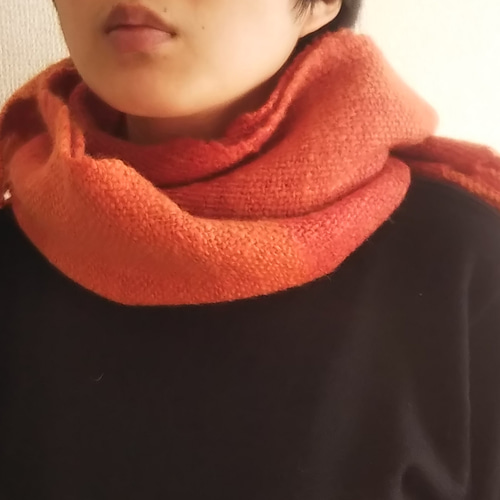 草木染め　手紡ぎ　手織り　マフラー　おりもんや 再販 ナチュラル好きさんのための草木染め手織りマフラー レモン