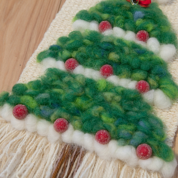 【H】手織りクリスマスツリー 小 3枚目の画像