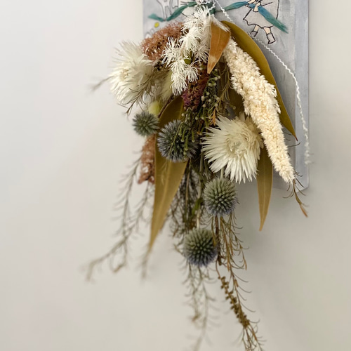 壁掛けパネル クリスマスドライフラワーアレンジ いっせいのーで