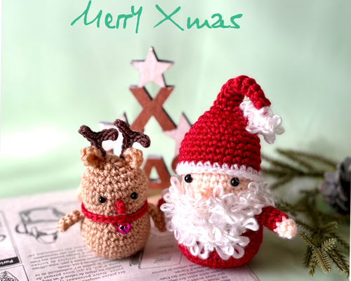 あみぐるみ　クリスマス　ぶたさん　【オレンジ&チーム】 ハンドメイド あみぐるみ クリスマス ぶたさん 【オレンジ&チーム】 ハンドメイド